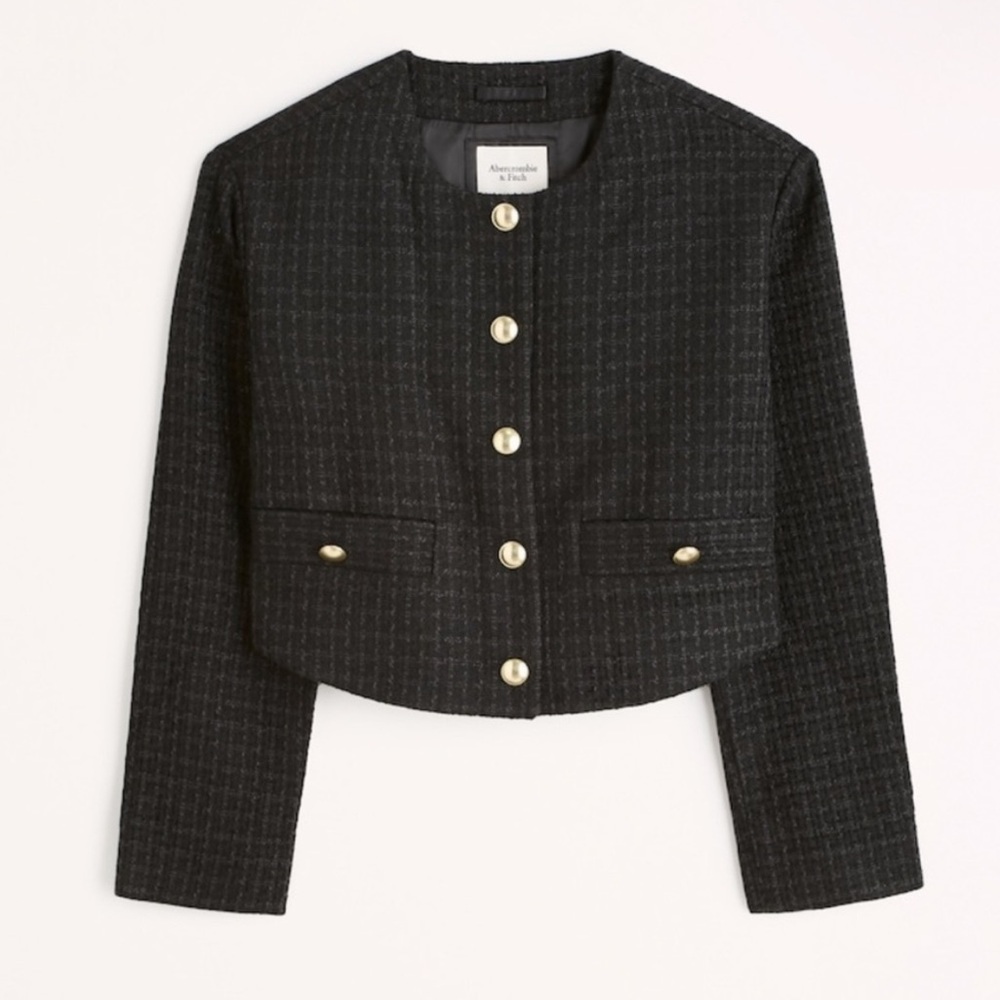 Abercrombie & Fitch Collarless Tweed Jacket